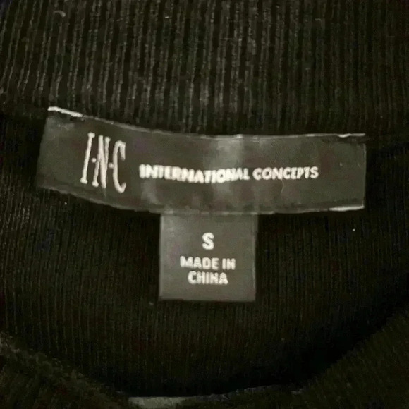 INC INTERNATIONAL CONCEPTS SWEATER DRESS FLOCKED VELVET MESH SHEER SLEEVES EUC - Picture 4 of 5